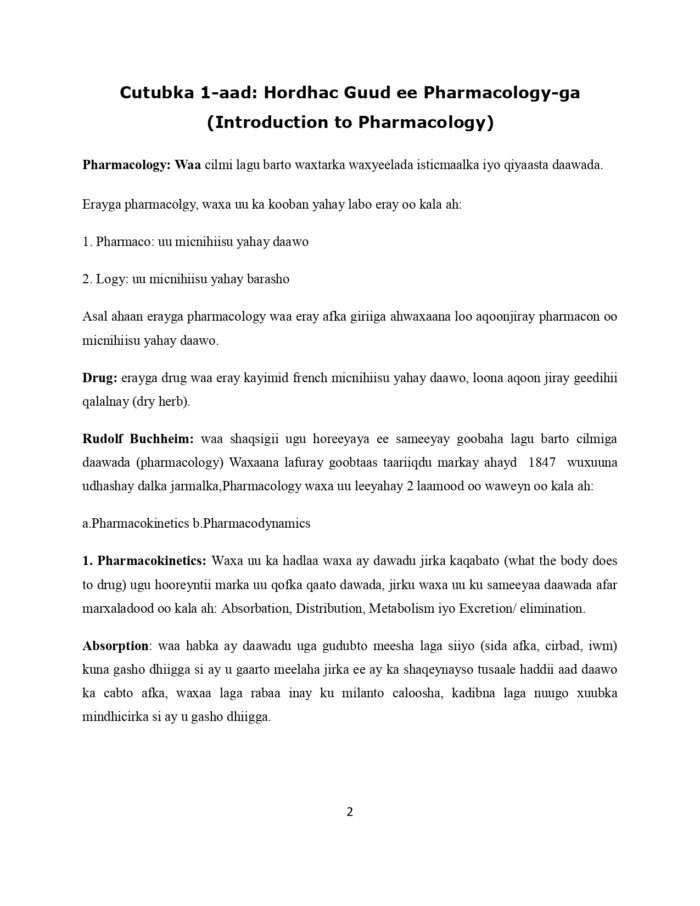 Pharmacology Book Af Somali Barashada Dawada page 0003